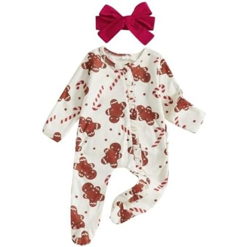 BeQeuewll Newborn Baby Girl Valentines Outfit Full Heart Print Zipper Jumpsuit Romper+ Headband Baby's First Valentines