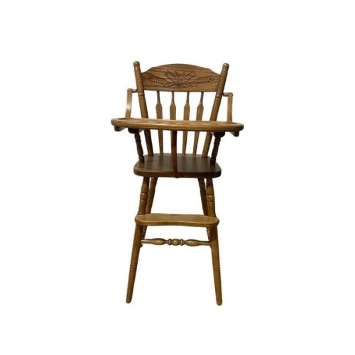 Outlet Amish Made Oak Farmhouse High Chair with Flip Tray In-Stock