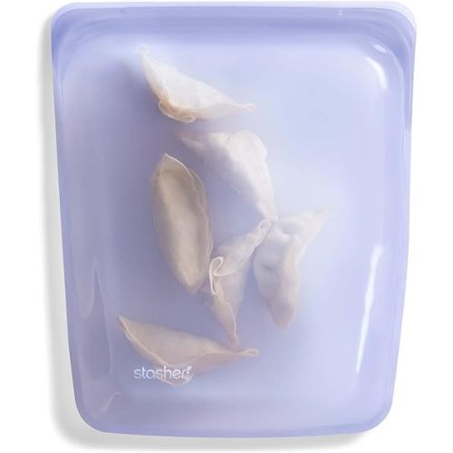 Stasher Premium Silicone Reusable Food Storage Half Gallon Bag, Lavender, Microwave, Sous Vide, Dishwasher, Oven and Freezer Safe, BPA Free, Leak-free, Eco-friendly, 64 Oz