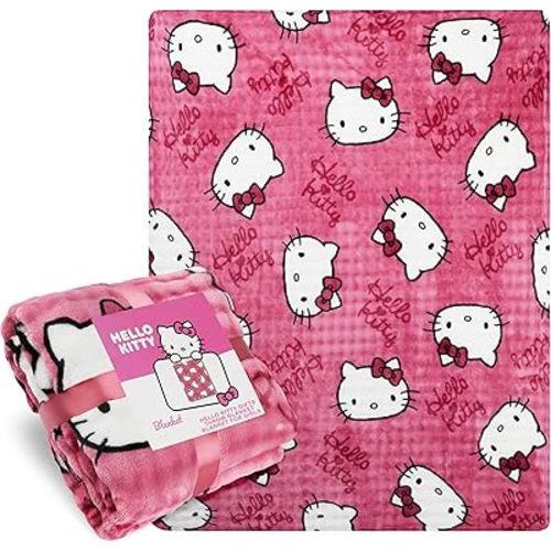 Get Trend Hello Kitty Sanrio Waffle Blanket for Girls, Teens, Women, 51 x 59 in, Throw Blanket, Throw for Bed, Room Decor, Kawaii Gifts for Her (Pink Hello Kitty)