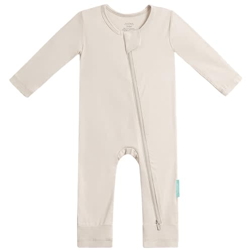 PurComfy Baby Long Sleeve Romper Jumpsuit, Premium Soft Rayon One Piece Pajamas Boy Girl 2-Way Zipper Coverall Sleeper