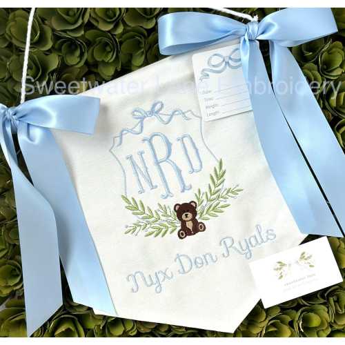 Custom Baby Banner, Welcome Banner, Hospital Door Sign, Baby Shower with BOWS