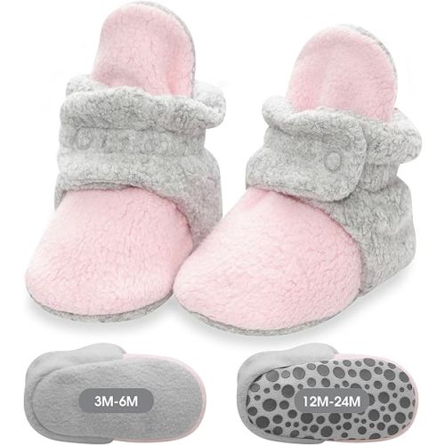 Zutano Cozie Fleece Baby Booties, Unisex Baby Shoes for Infants and Toddlers, 3M, Gray Furry