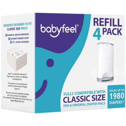 Babyfeel Refills Compatible with DEKOR CLASSIC Diaper Pails , 4 Pack .