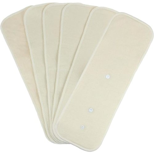 Mama Koala 5-Layer Natural Baby Cloth Diaper Inserts with Snaps, Adjustable and Reusable for Any Baby Cloth Diaper(6 Pack)