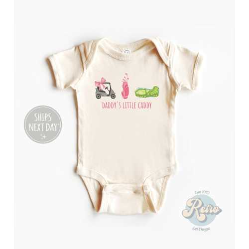 Daddy's Little Caddy Onesie® Girls Daddys Golfing Buddy Cute Fathers Day Golf Gift Onesie® New Baby Bodysuit Golfing Dad Gift