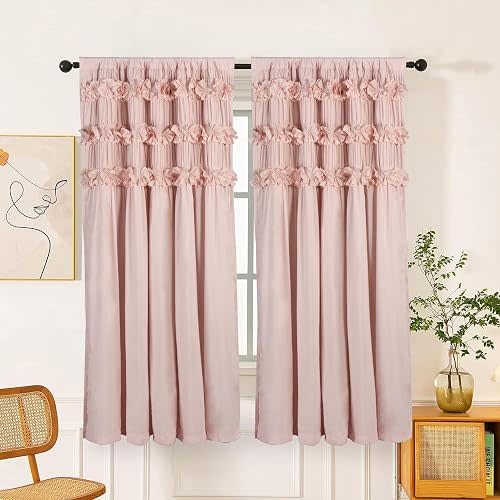 Homechoice Decor Luxurious Peach Pink Blackout Curtains 42"W x 63"L (Pair)