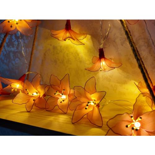 Pink Lily Fairy Lights – Kids Bedroom Night Light, Magical Room Decor, Birthday & Children’s Day Gift, Handmade LED String Lights