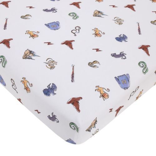 NoJo Warner Bros. Harry Potter Welcome Little Wizard Navy, Burgundy, Blue, and White 100% Cotton Fitted Crib Sheet