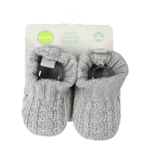 Playette Cable Knitted Bootie Grey 0-6M