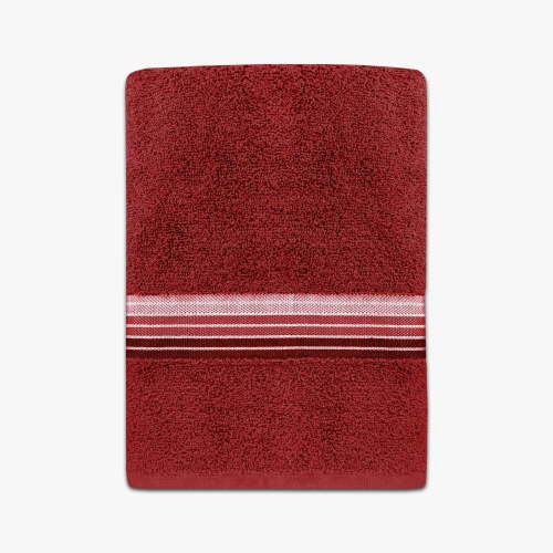 Mainstays Basic Bath Towel, Soft 100% Cotton and Highly Absorbent Striped Bath Towel, Red