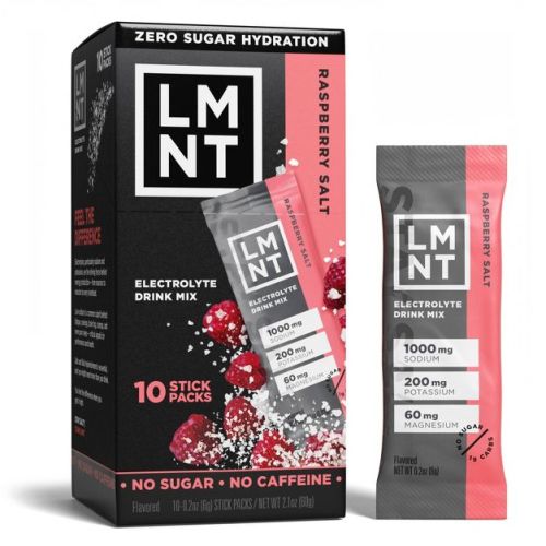 LMNT Zero-Sugar Electrolytes Drink - Raspberry Salt - 2.1oz/10ct