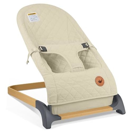 ANGELBLISS Baby Bouncer Seat for Infants, Portable Bouncy Seat, Apricot
