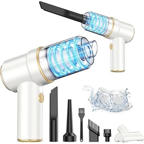 KMM Handheld Car Vacuum Cleaner, 9000PA Vacuum Cleaner & Air Duster, 120W High Power Vacuum Portable Cordless, Hand Held Vacuum Rechargeable with Multi-Nozzles & LED Light for Home, Car, Office