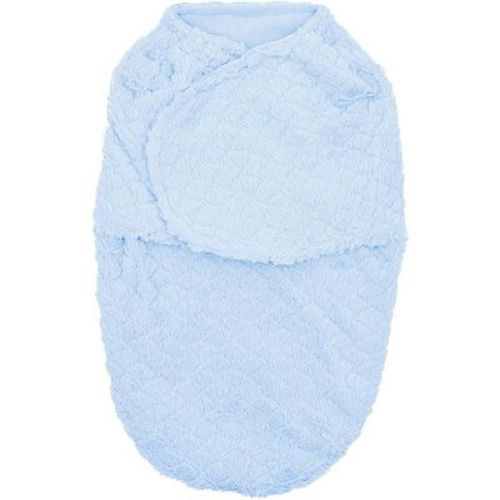 Everyday Kids Newborn Swaddle Blanket – Plush Faux Fur Swaddle Sack with Soft Fleece Lining – 0–3 Month Blue Baby Swaddle