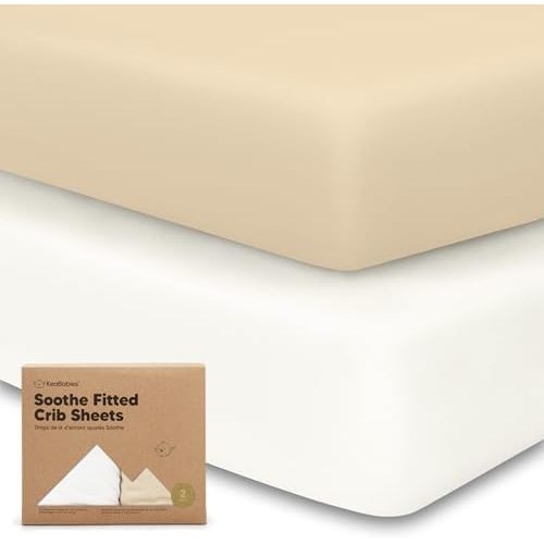 KeaBabies 2pk Organic Cotton Crib Sheets for Boys Girls 52x28, Khaki