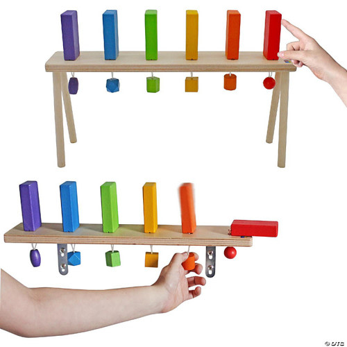 Wooden Falling Domino Wall / Stand; Colorful Toppling Blocks for Kids / Autism