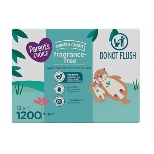 Parent’s Choice Fragrance-Free Baby Wipes – 1200 Count, Flip-Top Packs, Hypoallergenic, Fragrance Free, pH-Balanced with Aloe & Vitamin E.