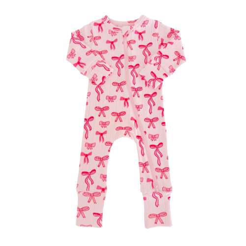 Pink Bows / Organic Pointelle 2-Way Zip Romper – SpearmintLOVE