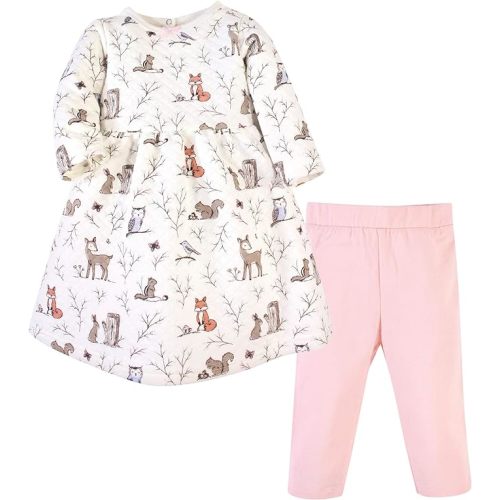 Hudson Baby Unisex Baby Quilted Cotton Dress and Leggings - 6-9 Months - Enchanted Forest