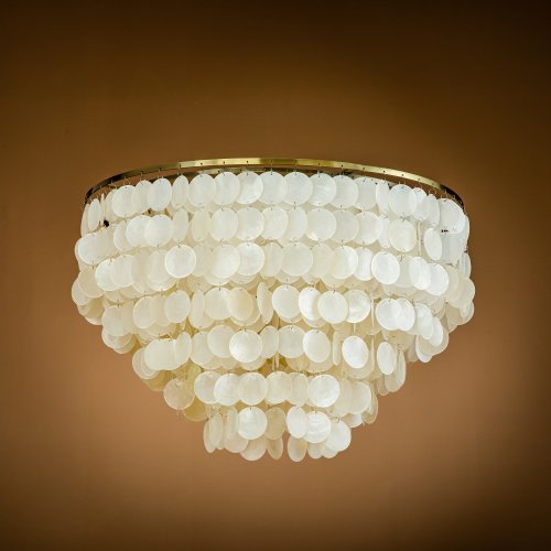 3-Light Tiered Antique Bronze Capiz Flush Mount Light with Shell Accents