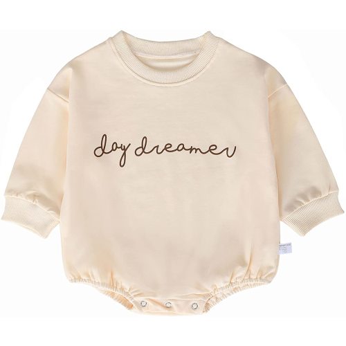 Baby Girl Boy Crewneck Sweatshirt Romper, Long Sleeve Rainbow Pullover Sweater Top Warm Fall Winter Clothes
