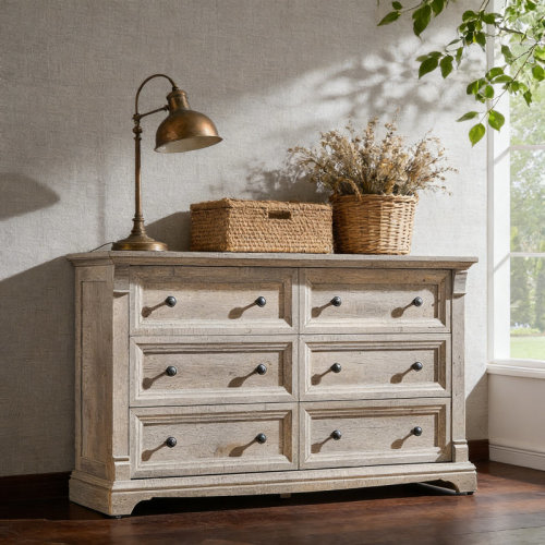 Gracie Oaks Roman Column 6-drawer Dresser - 54" Wide & Tv Stand Ready | Wayfair