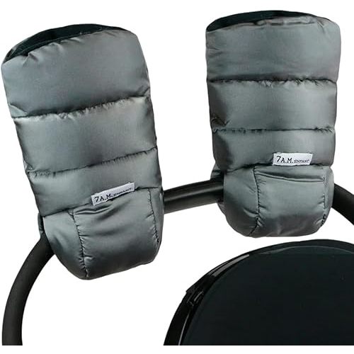 7AM Enfant Stroller Warmmuffs Gloves - Anti-Freeze Stroller Mittens for Handlebars, Water Repellent Hand Warmer Muff for Cold Weather, Plush Lined Stroller Warmmuffs | Winter Stroller Accessories