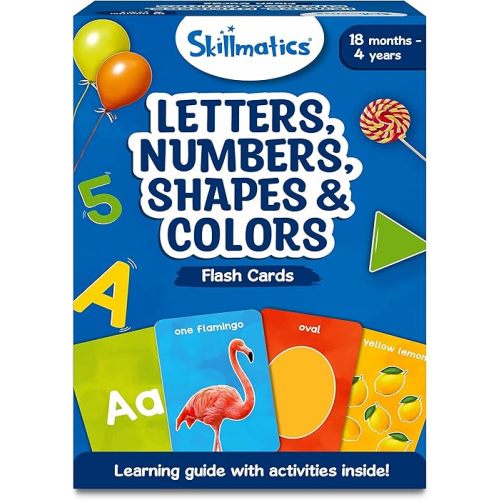 Skillmatics Thick Flash Cards for Toddlers - Letters, Numbers, Shapes & Colors, Learning Aids, Christmas Stocking Stuffers, Montessori Toys, Preschool Activities, Gifts for Kids Ages 1, 2, 3, 4 Years