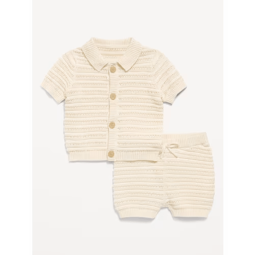Crochet Sweater-Knit Shirt and Shorts Set for Baby