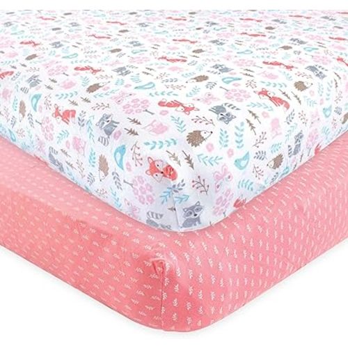 Hudson Baby Unisex Baby Cotton Fitted Crib Sheet, Woodland Fox, One Size