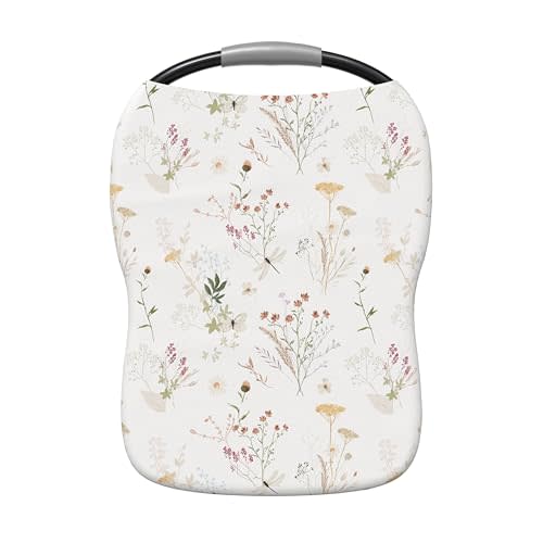 Pobi Baby Premium Multi-Use Cover - Nursing Cover, Baby Car Seat Covers, Shopping Cart, High Chair, and Breastfeeding Cover - Ultra-Soft, Stretchy, Floral Scarf for Baby and Mom (Wildflower)