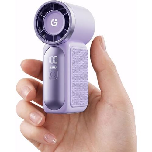 Gaiatop Portable Handheld Mini Fan, 6 Speeds 16900 RPM High Velocity Personal Fan with LED Display, USB Rechargeable, Mini Fan with Lanyard for Makeup, Travel, Outdoor, for Women Girl Gift, Purple