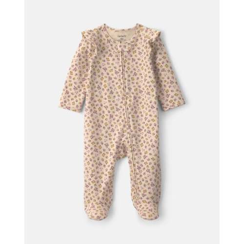 Baby Girl Floral 100% Cotton 2-Way Zip Sleep & Play Pajamas - Cream | Carter's