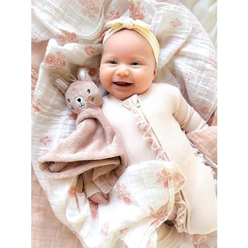 Loveys for Babies - Ultra-Soft Baby Lovey & Security Blankets for Babies, 12x12, Bunny & Bear, Soothing Comforter, Machine Washable, Perfect, Stroller & Bedtime Companion (Pink Bunny)