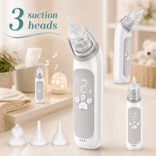 Booger Sucker, Large Flow Electric Nasal Aspirator, 2023 Newest Nose Sucker for Baby, Nose Cleaner for Toddlers with 3 Silicone Tips, 3 Suction Levels, Music & Light Soothing Function