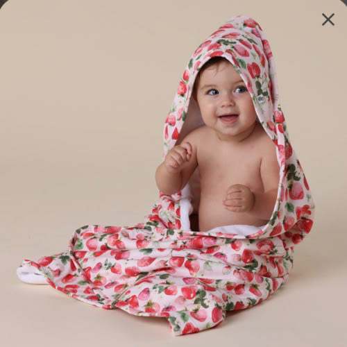 Strawberry Organic Hooded Baby Towel | Snuggle Hunny