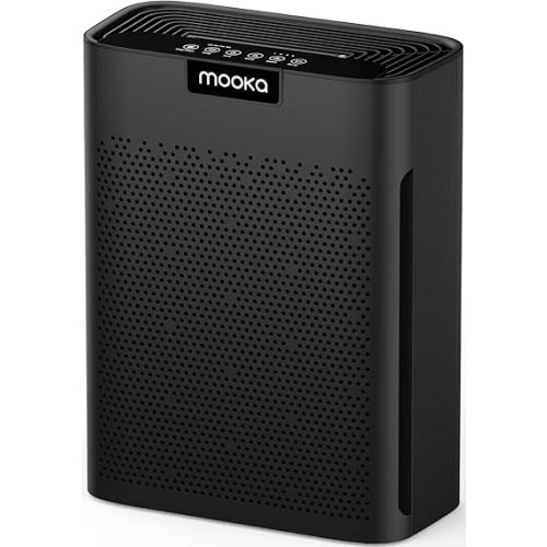 Air Purifiers for Home Large Room 2200 Ft² with Washable Filters, MOOKA H13 HEPA Air Purifier for Home Pets Bedroom with Fragrance, Air Cleaner for Smoke Dust Pollen Pets Hair Odor, KJ190 Black