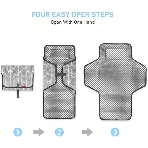 Portable Changing Pad for Baby, Waterproof Travel Changing Pads for Moms, Dads, with Built-in Pillow, Excellent Baby Shower, Registry Gifts