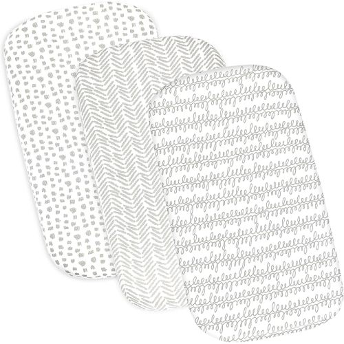 3-Pack Organic Fitted Bassinet Sheets, Compatible with Halo, Snoo, Graco, Dream On Me, Delta, and Other Standard Size Bassinets - Fits Oval, Hourglass, & Rectangle Shapes (Size 32 x 16 x 4 Inches)