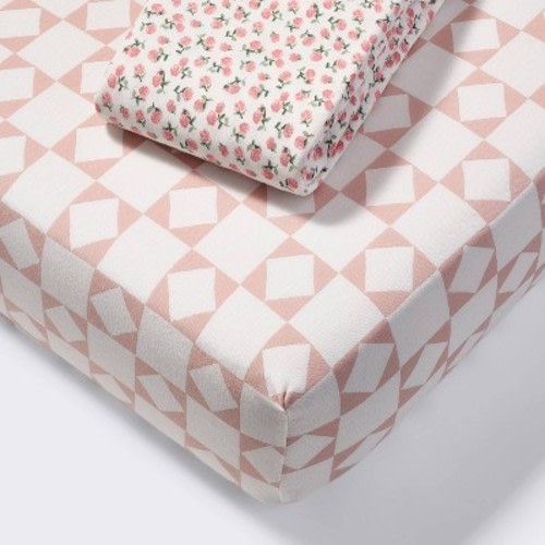 Fitted Jersey Crib Sheet - Ditsy Rose - 2pk - Cloud Island™