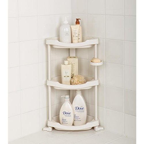 Tenby Living Corner Shower Caddy - 3 Shelf Shower Organizer Caddie with Movab.