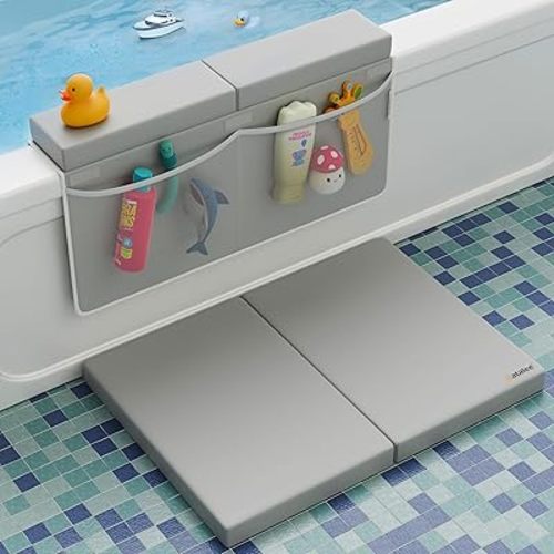 Bath Kneeler, Baby Bath Kneeler and Elbow Rest Pad Set, Kneeling Pad for Bathing Baby, Knee Pads for Bathing Babies (Gray, X-Large (22 Inches × 15 Inches))