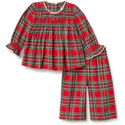 Amazon Essentials x Sofia Grainge Unisex Toddlers and Babies' Long Sleeve Flannel Set with Smocked Bodice, Lace Trim