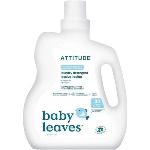 ATTITUDE Baby Laundry Detergent Liquid, EWG Verified, Safe for Baby Clothes, Infant and Newborn, Naturally Derived, HE Compatible, Soothing Chamomile, 80 Loads, 67.6 Fl Oz (AMAZON EXCLUSIVE)