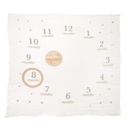 Pearhead Monthly Milestone Blanket and Wooden Photo Prop Set