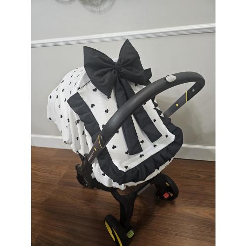 Universal fit Black with hearts Doona Evenflo Baby stroller Car seat Cover