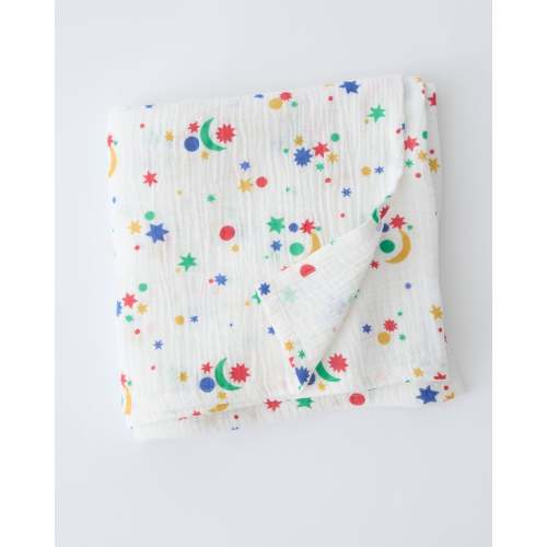 Storq Baby Organic Cotton Muslin Swaddle Blanket | White Starry Sky - Storq by Kindred Bravely