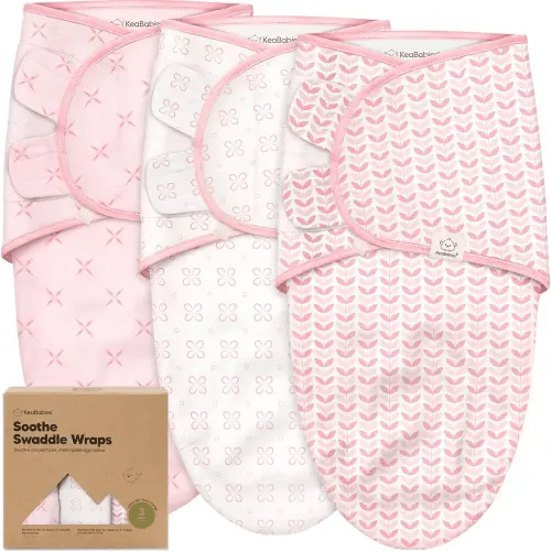 KeaBabies 3-Pack Organic Baby Swaddles for Newborns, Infant (Blossom, 3-6M)