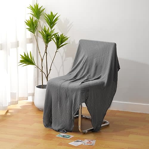 Muslin Swaddle Blanket, 100% Viscose Made from Bamboo Solid Gray Unisex Swaddle Wrap, Soft Silky Muslin Blankets Neutral Receiving Blanket for Newborn, Large Size 47''x47''